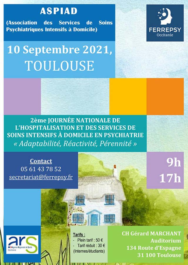 2e Journée nationale de l'hospitalisation et des services de soins intensifs à domicile en psychiatrie (affiche) | © FERREPSY Occitanie