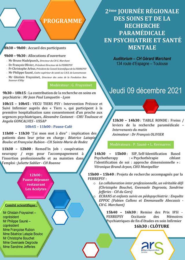 2e Journée régionale des soins et de la recherche paramédicale (programme) | © FERREPSY Occitanie 2e Journée régionale des soins et de la recherche paramédicale (programme) | © FERREPSY Occitanie