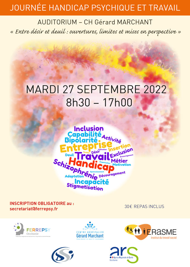 Journée handicap psychique et travail (2022) - Affiche | © FERREPSY Occitanie Journée handicap psychique et travail (2022) - Affiche | © FERREPSY Occitanie