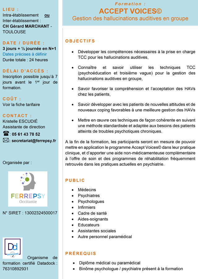 Formation Accept Voices (programme) | © FERREPSY Occitanie