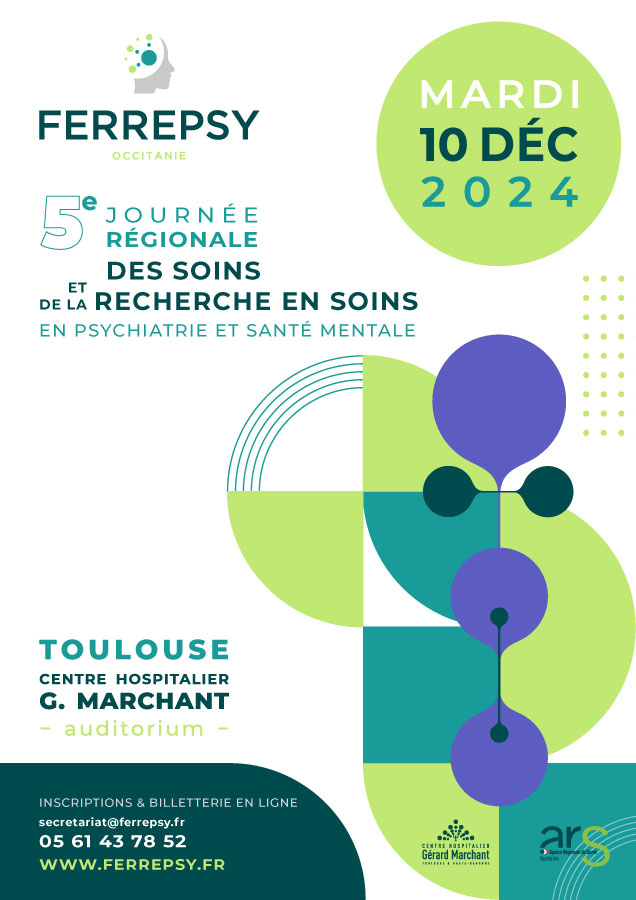 5e Journée régionale des soins et de recherche en soins - décembre 2024 (affiche) | © FERREPSY Occitanie 5e Journée régionale des soins et de recherche en soins - décembre 2024 (affiche) | © FERREPSY Occitanie