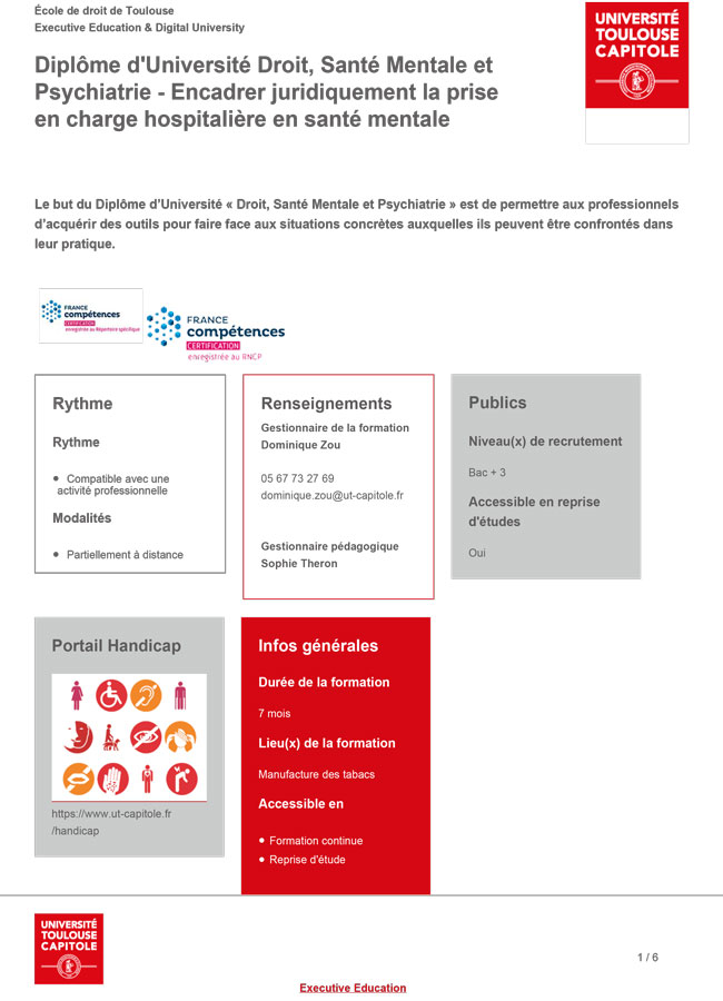 D.U. Droit, santé mentale et psychiatrie (fiche formation 2025) | © FERREPSY Occitanie D.U. Droit, santé mentale et psychiatrie (fiche formation 2025) | © FERREPSY Occitanie