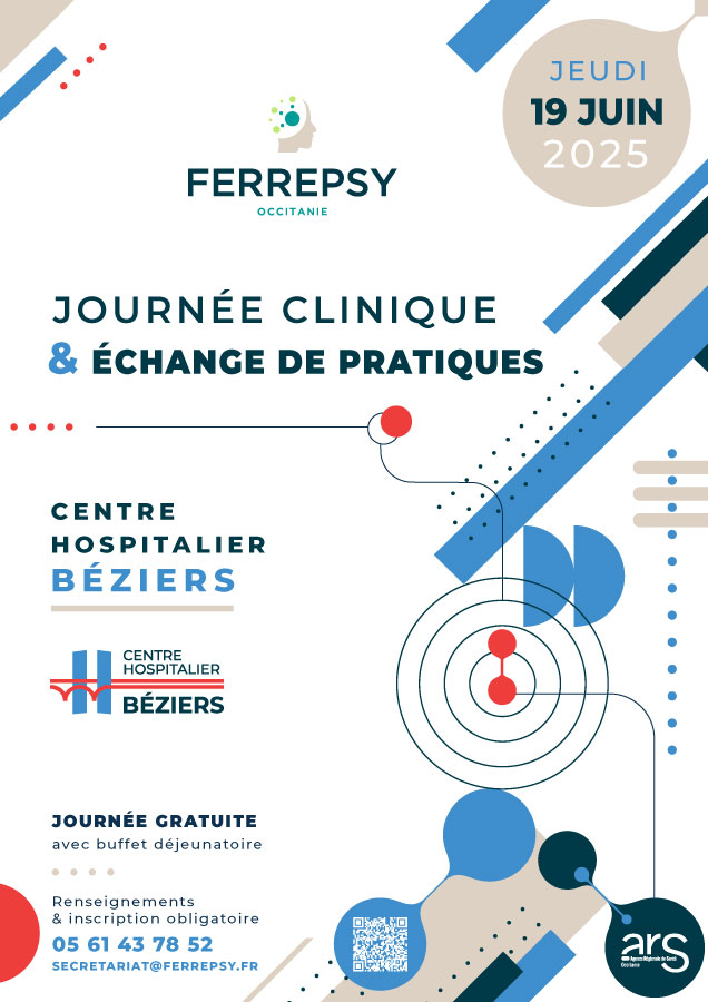 8e Journée clinique et d'échanges de pratiques - Centre hospitalier de Béziers (19 juin 2025) - Affiche | © FERREPSY Occitanie