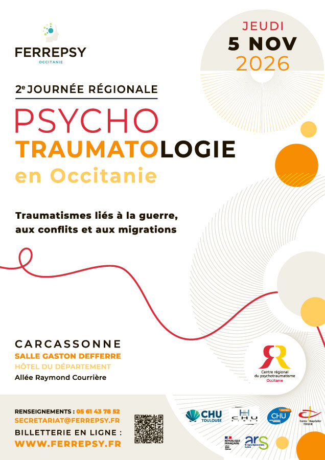 2e Journée régionale de psycho-traumatologie en Occitanie - 5 novembre 2026 (affiche) | © FERREPSY Occitanie 2e Journée régionale de psycho-traumatologie en Occitanie - 5 novembre 2026 (affiche) | © FERREPSY Occitanie