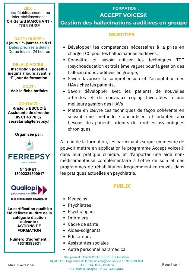 Formation Accept Voices 2026 (programme 640 x 900 px) | © FERREPSY Occitanie Formation Accept Voices 2026 (programme 640 x 900 px) | © FERREPSY Occitanie